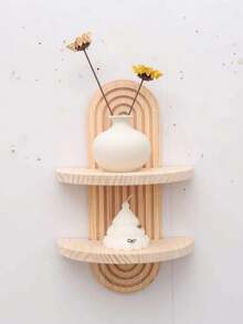 1-2 Tier Modern Arched Minimalist Wooden Wall-Mounted Shelf, Geometric Hanging Flower Pot Rack, Plant Rack, Plant Propagation Rack, Wall Art Candlestick, Crystal Treasure Display Rack, Suitable For Bedrooms, Living Rooms, Kitchens, Housewarming Gifts. - Multicolor - View 8