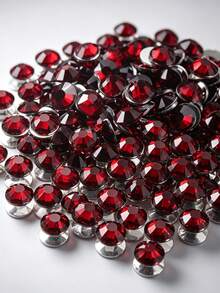 2000pcs 3-6mm Dark Red Flat Back Resin Rhinestones, Round Jelly Gemstones For DIY Accessories, Shoes, Clothes, Cosmetics, Bags, And Decoration - Crimson - View 9