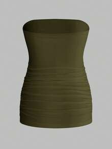Modmama 2 piezas Camisetas de tirantes plisadas de unicolor, cómodas y ligeras, para embarazadas, de estilo casual y minimalista para uso diario - Verde militar - Ver 9