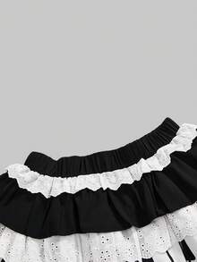 Kawaii Summer Outfits Plus Size Women Lolita Cute Sweet Piano Keyboard Cake Layered Ruffle Skirt - Black and White - View 3