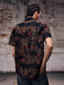 Hombres Camisa con estampado floral con botón - Multicolor - Ver 2