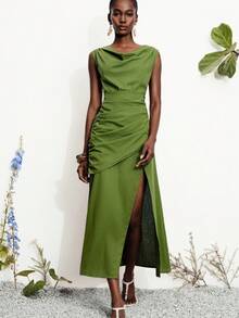 Aveloria Modichic Women's Solid Color Minimalist Sexy Sleeveless Dress, Casual Daily Wear Golf Pastal Summer - Green - View 5