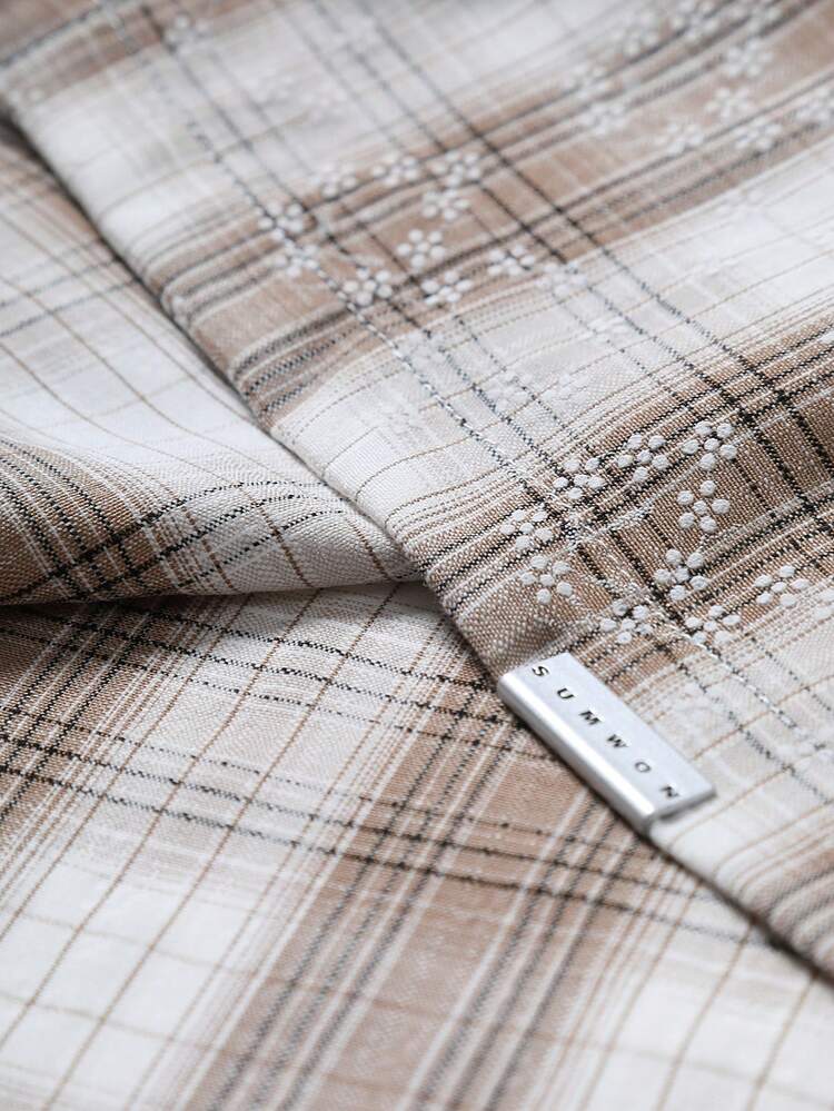 Kurzarm Knopfhemd mit kariertem Muster, Vintage Lässig Sommer Hemd mit Kragen, Regular Fit, Retro Stil Urlaubshemd