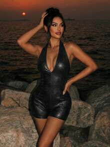 Swim SXY Mono de mujer con textura y espalda descubierta - Negro - Ver 4