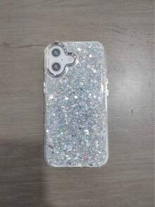 1-Piece Luxury Shiny Diamond Leather Phone Case Compatible With  16e ,16,16 Pro,16Pro Max ,16Plus - Silver - View 10