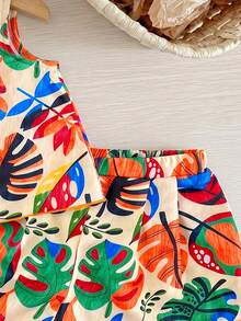 SHEIN Set Baju Bayi Perempuan 2 Potong Motif Bunga Kecil (Rompi dan Celana Pendek) - MultiWarna - View 6