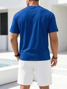 Manfinity Homme 男士休闲印花短袖T恤套装，夏季 - 彩色 - 查看 2