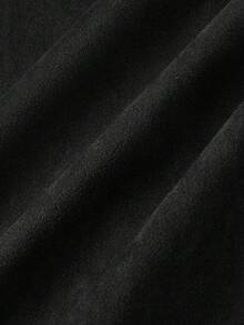 SHEIN MOD Váy hai dây viền tua rua bất đối xứng - màu đen - Xem 8