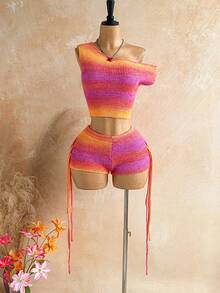 Soleia Women's Sleeveless Gradient Color Knit Top Two Pieces Set, Summer Fashion - Multicolor - View 5