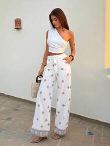 EURMUSE Pantalones para mujer - Blanco - Ver 6