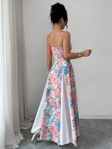 Modelyn Đầm midi xòe eo hai dây in hoa kiểu Pháp dành cho nữ, phong cách thanh lịch cho kỳ nghỉ. - Nhiều màu - Xem 2