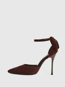 CUCCOO SZL Women's Casual Fashionable Simple Ankle Strap Pointed Toe High Heels, Summer - dark brown - View 4
