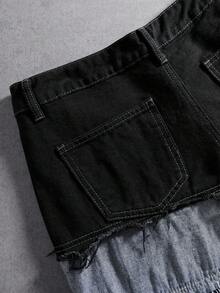 Manfinity Denimwave Unisex American Style Distressed Hem Denim Shorts Men Denim Patch Shorts - Multicolor - View 7