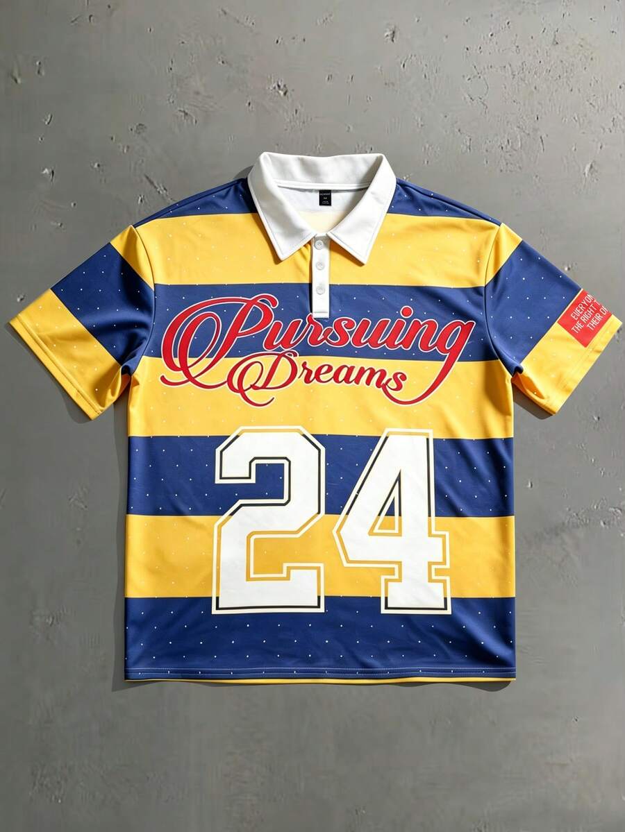 ROMWE MEN 2026 World Cup Men's Casual Polo Shirt Short Sleeve T-Shirt, Fashion Collared Top For Spring, Summer - Multicolor - View 1