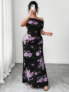 Elenzga Đầm chữ A tay ngắn, màu xanh lục lam nhuộm tie-dye, thanh lịch, thời trang dành cho nữ cỡ lớn, tay ngắn, thích hợp cho đầu xuân. - Nhiều màu - Xem 4