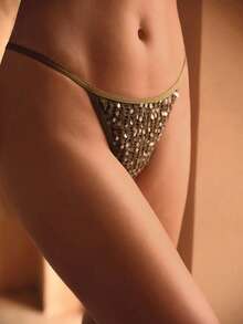 MOTF PREMIUM SEQUIN & BEADED EMBROIDERED KNIT V-BAR VACATION BIKINI SET BATHING SUITS FOR WOMEN SWIMSUITS FOR WOMAN - Green - View 7