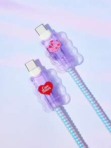 SHEIN X Care Bears Rainbow Bear Gradient Charging Head Case Pattern Gradient Charging Head Case, For Apple Charging Head (Without Data Cable), Gift Ideas, Summer/Spring, Beach, Vacation - Purple - View 7