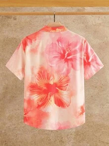 HIMLAND Men's Floral Print Single-Breasted Casual Versatile Daily Wear Shirt - Multicolor - View 2