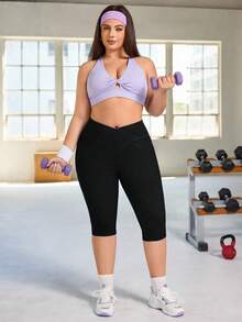SHEIN FlexDen Plus Size Women's Casual Stretch 7/8 Length Skinny Denim Jeans - Black - View 6