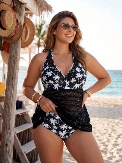 Swim Lushoire Elegancki, swobodny, wakacyjny trójkątny top i dół bikini w dużym rozmiarze