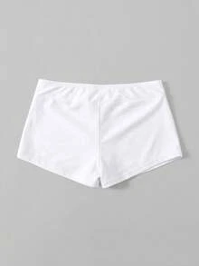 Swim Basics 女士纯色休闲沙滩短裤 - 白色 - 查看 2