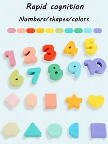 Wooden Educational And Fun Puzzle Toys For Children, Suitable For 3-6 Years Old, Multifunctional Counting Board, Number And Shape Recognition Building Block Toys, Multifunctional Early Education Maths Calculation Toys, Matching Toys For Hand-Eye Coordination - Multicolor - View 10