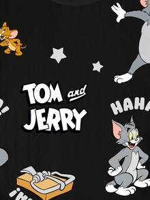 TOM & JERRY X SHEIN 男童卡通印花圆领短袖T恤 - 白色 - 查看 7