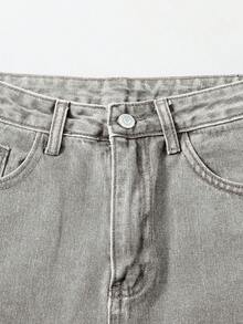 Rivivi Shorts di jeans casual e versatili da donna con tasche - Grigio Chiaro - Visualizzare 5