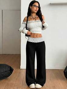 Coolane Bộ trang phục nữ phong cách vintage punk Y2K đa năng - Áo phông đen trắng chấm bi phối màu, hoàn hảo cho các lễ hội miền Tây mùa xuân/hè, đồ mặc nhà dễ thương, đi học, dạo phố. - Nhiều màu - Xem 2