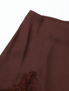 Ellevyn Women's Lace Patchwork Elegant Summer Fashion Skirt - Brown - View 6