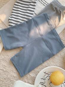 Dazy Kids Young Girl Summer Solid Color High Waist Elastic Leggings - Blue - View 6