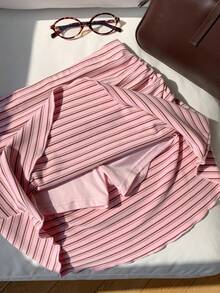 Comfortcana Summer Polka Dot Ruched A-Line Mini Skirt - Pink - View 3