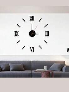 16/36/47 Inch Stylish Large Wall Clock, 2D & 3D Quartz Clock With Acrylic Mirror Number Stickers, Decorative Wall Watch For Living Room & Home Office, Perfect Gift & Dorm School Wall Decor - black - View 10