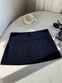 SHEIN EZwear Women's Casual Athletic Everyday Active Gym Commute Minimalist Navy Blue Culottes Summer - Navy Blue - View 2