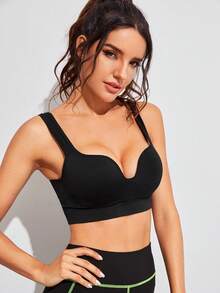 Easithlete Easithlete Light Support Straps Skinny Sports Push Up Bra - Black - View 5