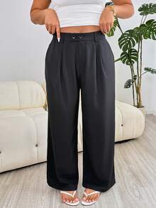 Solflare Pantalones sueltos y casuales de color negro talla grande, aptos para exteriores, uso diario, fiestas, viajes, bodas, festivales de música, vuelta al colegio, graduación, vacaciones en la playa, ropa urbana, ropa de estar en casa, compras, paseos por la ciudad, uso versátil, con tela con caída tipo blazer, nueva colección primavera/verano - Negro - Ver 5