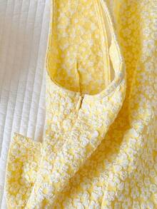 Vestido mini sin espalda sin mangas con decoración de lazo de unicolor para mujer - Amarillo - Ver 6