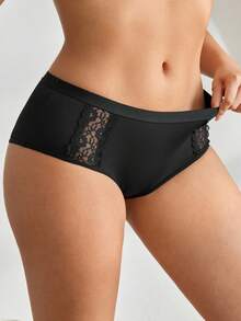 Ocili Women Solid Color Lace Trim Triangle Panty - Black - View 4