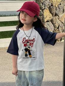 Dazy Kids Young Girls Crew Neck Printed Short Sleeve Knit T-Shirt, Summer - Blue and White - View 5