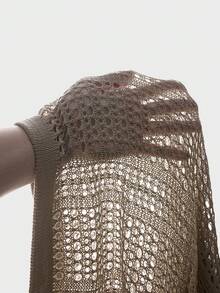 AXEPEAK Áo thun nam tay ngắn màu trơn khoét lỗ, kiểu dáng rộng rãi, chất liệu dệt kim. - Màu Khaki - Xem 7