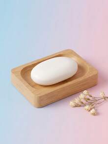 Zazumi 1Pc Natural Bamboo Soap Dish, Solid Bamboo With Slotted Drainage, Keeps Soap Dry And Neat, Ideal For Bathrooms, Kitchens, Perfect For Christmas, Valentine's & Wedding Decor. - multicolor - View 3