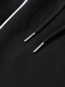 STYNVO Bộ đồ nam thường ngày gồm áo sơ mi ngắn tay và quần short phối màu tương phản, thích hợp cho mùa hè. - màu đen - Xem 5