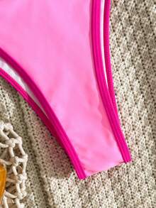 SHEIN Swim SXY Bộ 2 món áo tắm hở lưng màu hồng gợi cảm dành cho nữ, đồ đi biển mùa hè. - Nhiều màu - Xem 7