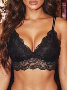 Divavoom 花邊鰭邊鑲邊內衣三角褲 - 黑色 - 查看 1