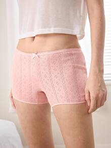 Ocili 100% Cotton Textured Comfortable Women's Boyshort Panties, INS Casual Y2K Easy Comfort Chic Autumn - Pink - View 5
