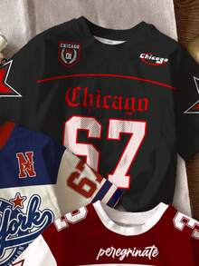 SHEIN 男童休闲舒适短袖T恤，适合春夏季穿着 - 彩色 - 查看 3