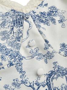 GlowEve Women's Elegant Sleeveless Floral Print Dress, Summer - Blue - View 6