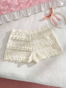 PetitDoll Váy lót ren trang trí nơ cỡ lớn - Màu be - Xem 4
