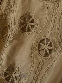 Lacomfia Áo camisole nữ cỡ lớn, thanh lịch, tối giản, cổ tròn, khoét lỗ, họa tiết hoa. - Cà phê nâu - Xem 7