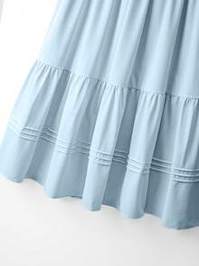GlowEve CURVE Plus Size Elegant Solid Color Skirt, Summer Fall - Blue - View 6